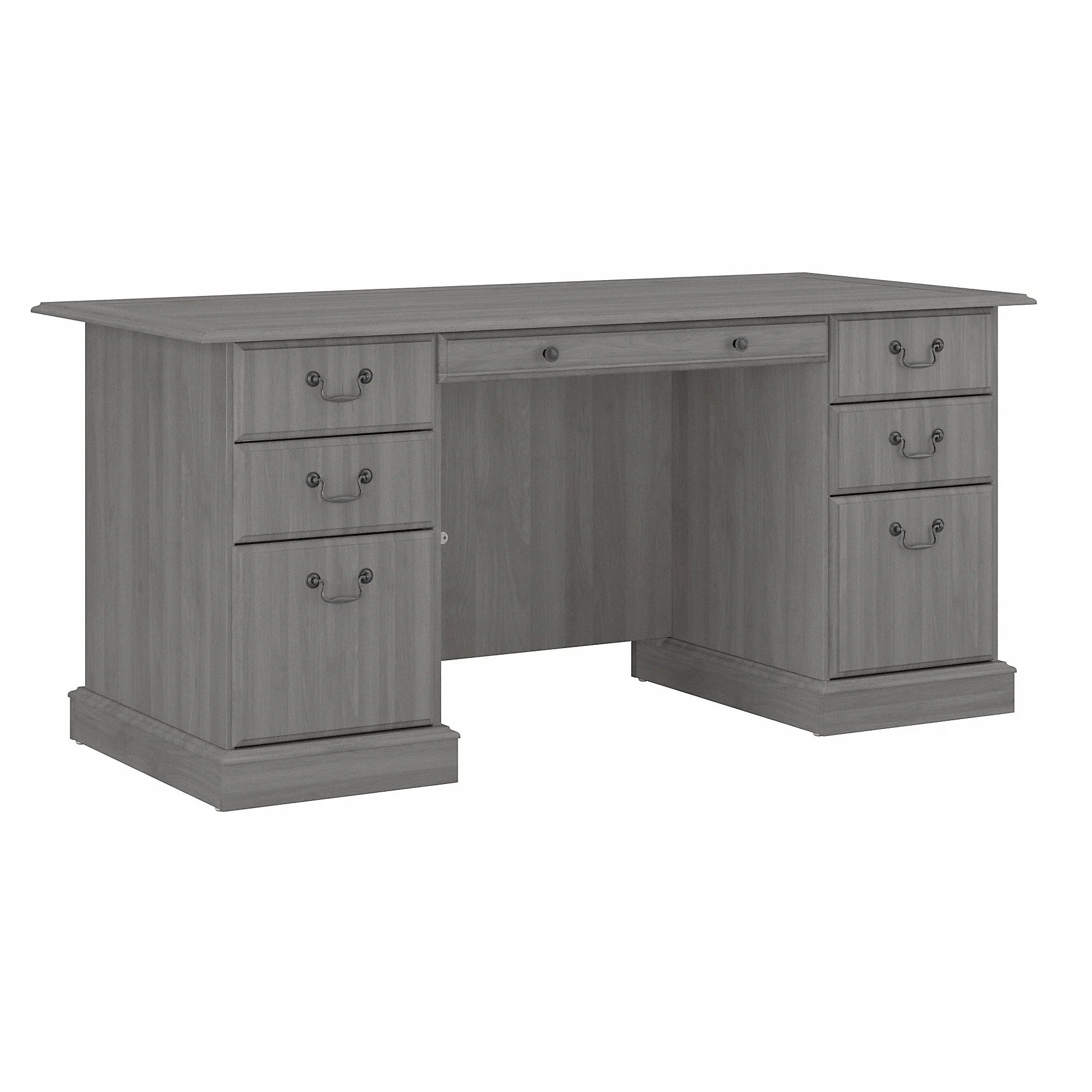 Bush Furniture Saratoga Executive Desk with Drawers in Modern Gray