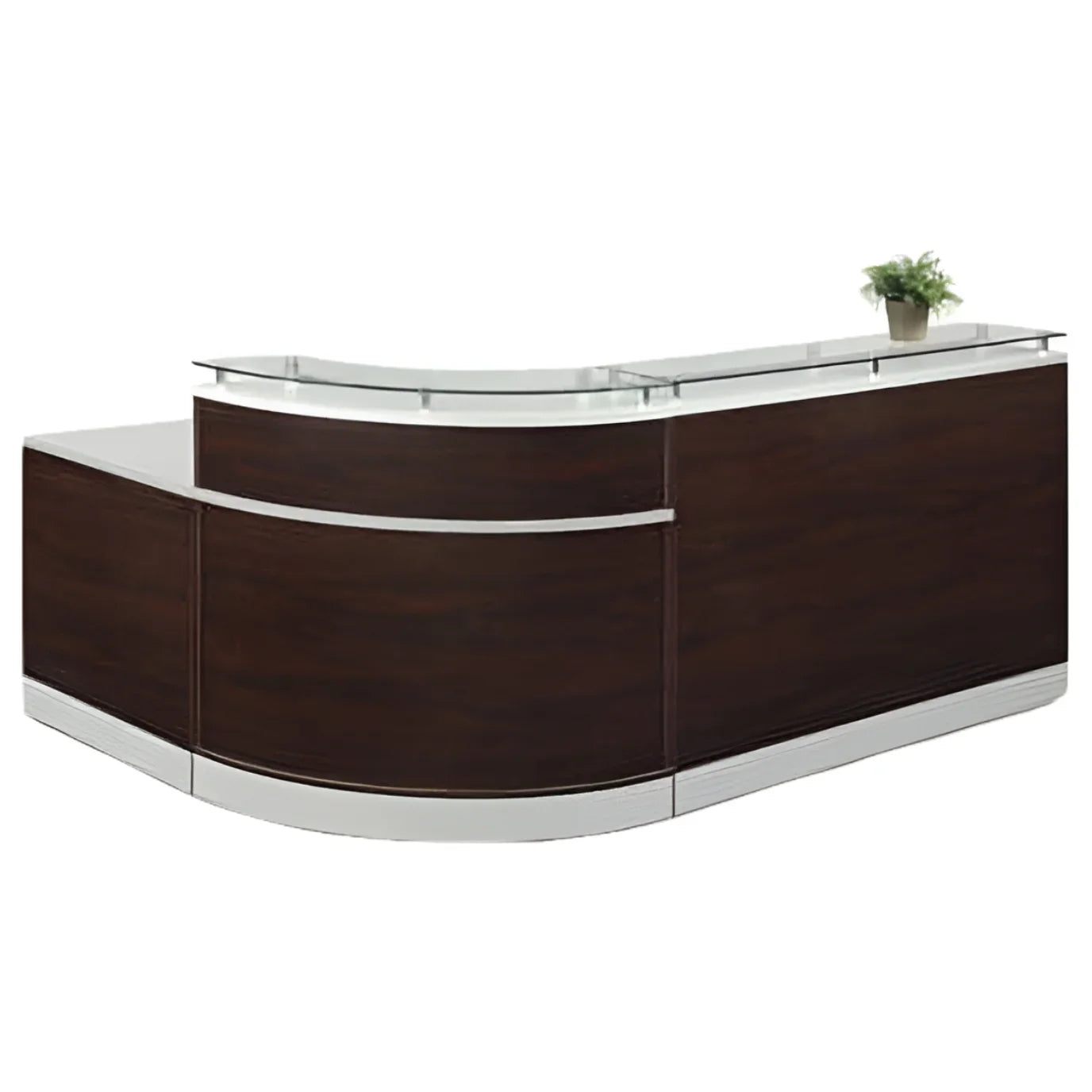 NBF Signature Series Esquire L-Shaped Reception Desk - Glass Top