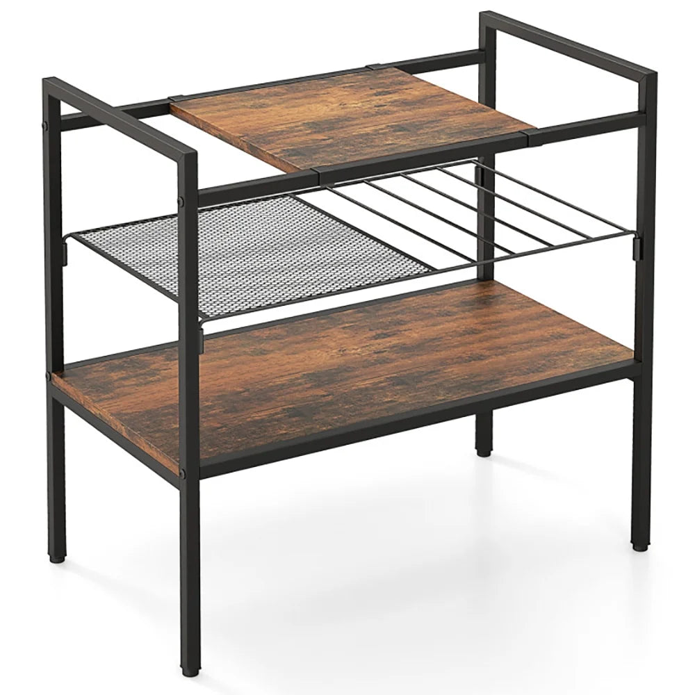 Resenkos Industrial Entryway Table with Removable Panel and Mesh Shelf