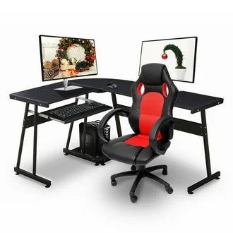 MCombo Gaming L Shaped Desk for Home Office, MDF 7112 Black N/A
