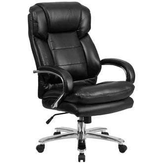 Tall LeatherSoft Swivel Office Chair with Loop Arms, Black